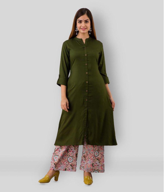 MAUKA - Dark Green Straight Rayon Women''s Stitched Salwar Suit ( Pack of 1 ) - XXL