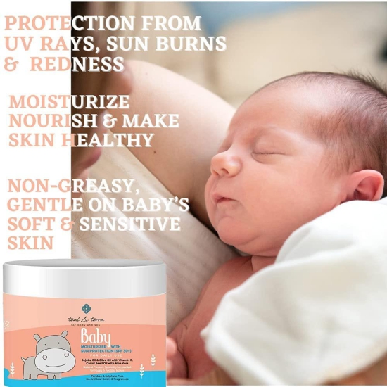 Teal & Terra Baby Moisturizer SPF 30+ | Hydrated, Non Greasy | Sun Rash Prevention | Jojoba & Olive Oil | Paraben & Sulphate Free (50g)