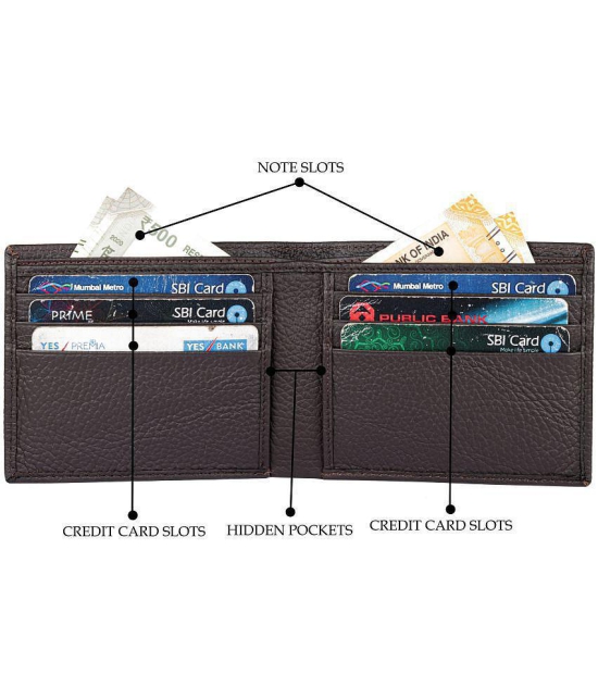 Tough Brown Leather ATM + Money Slot 6 Slot Card Holder For Men & Women - Brown