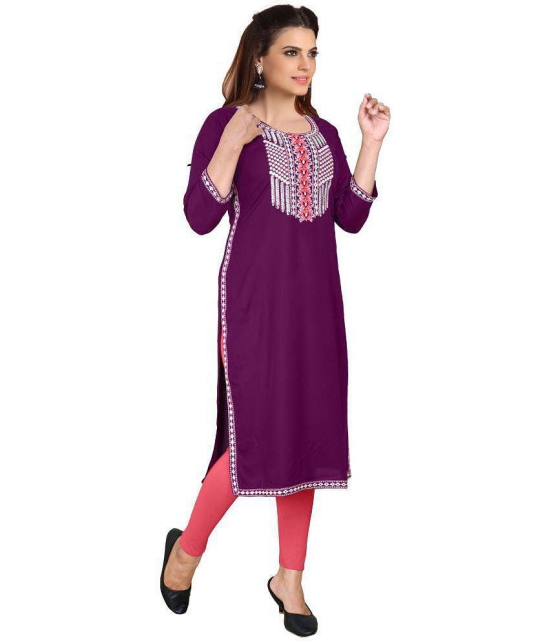 Kapadia - Wine Rayon Women''s Straight Kurti ( Pack of 1 ) - None