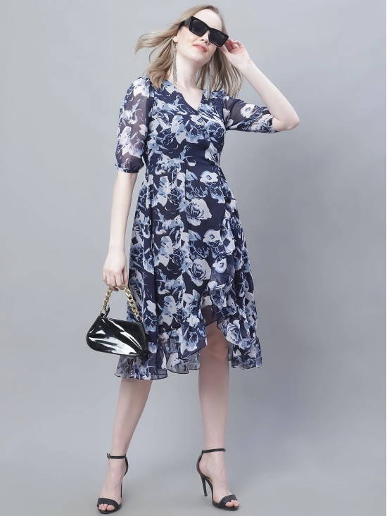 MINI & MING Floral Print Puff Sleeve Georgette Dress