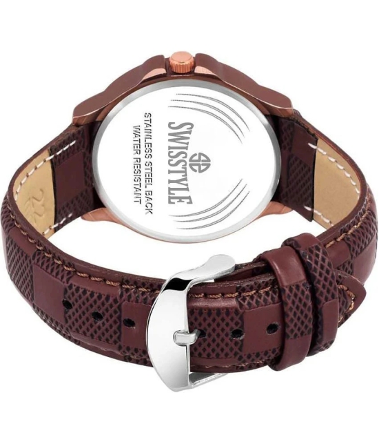 Swisstyle Brown Leather Analog Mens Watch