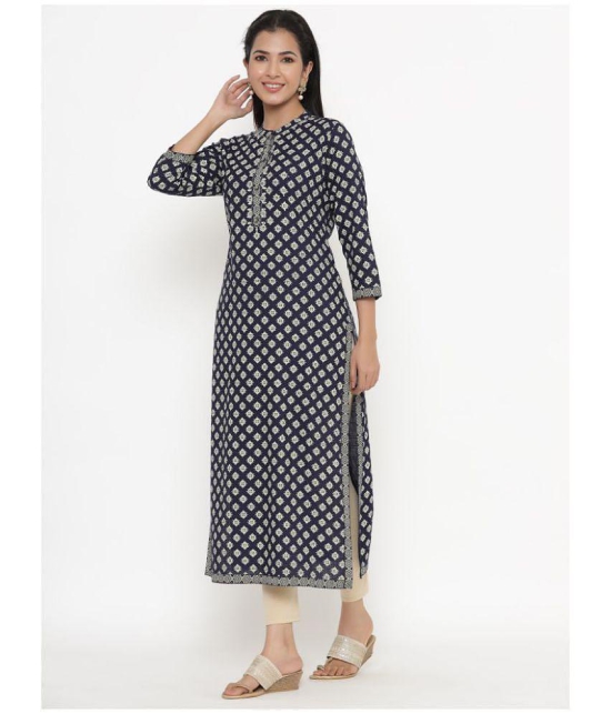 KIPEK Navy Rayon Straight Kurti - Single - XL