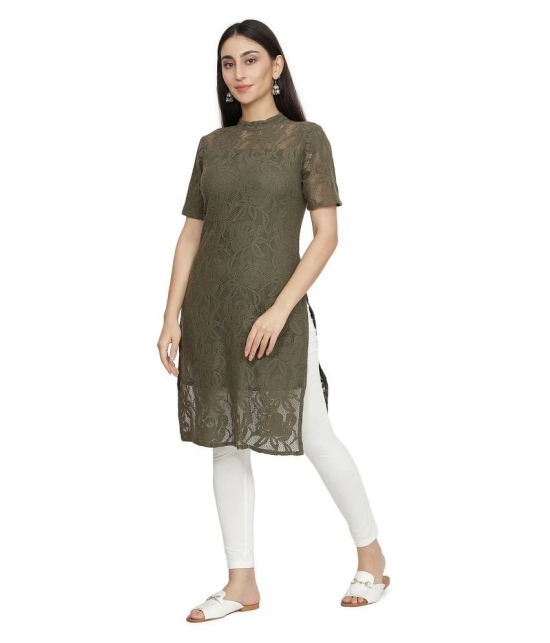 NUEVOSDAMAS - Green Cotton Womens Straight Kurti ( Pack of 1 ) - M