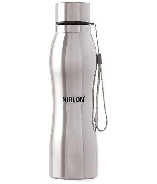 Nirlon Stainless Steel Single Wall Diamond Cut Water Bottle/ Fridge Refrigerator Bottle/ 100% Leak Proof/ Office Bottle/ School Bottle, 1000 ML, Set of 2 - Others