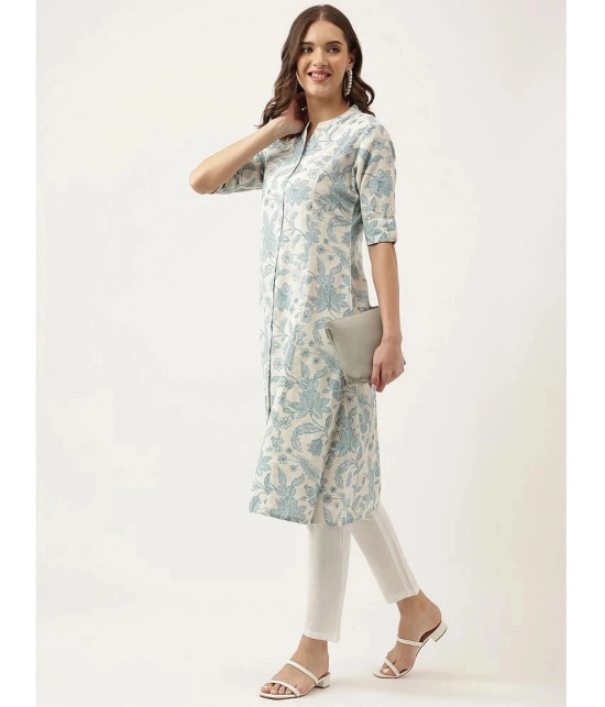 Divena - Blue Cotton Womens Front Slit Kurti ( Pack of 1 ) - None