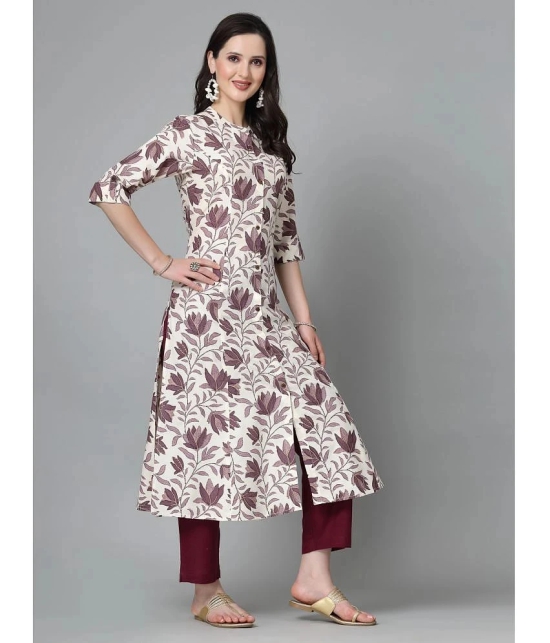 Stylum Rayon Printed Front Slit Womens Kurti - Mauve ( Pack of 1 ) - None