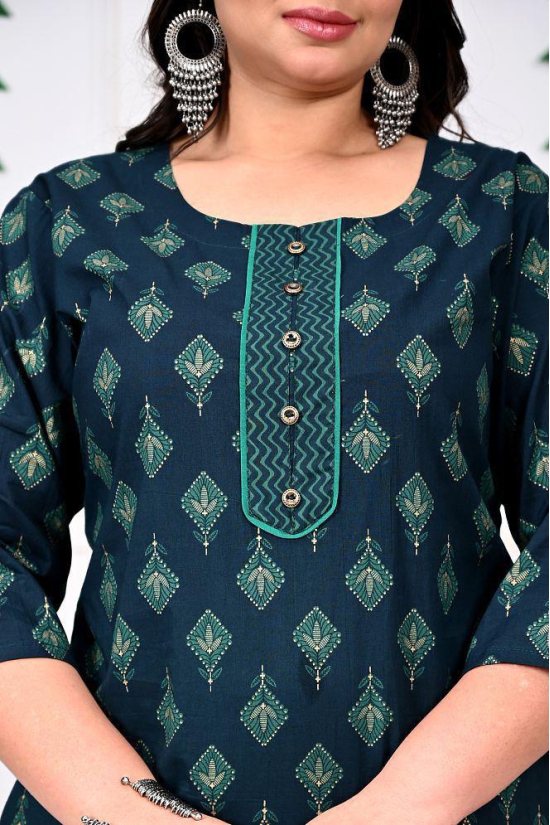 Swasti Cotton Printed Straight Womens Kurti - Green ( Pack of 1 ) - None