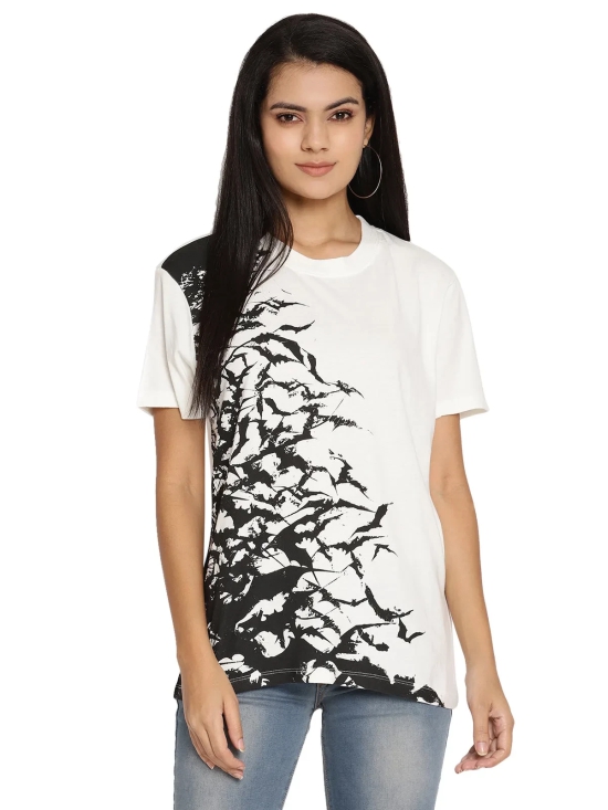 Wolfpack Bats White Printed Women T-Shirt-XS