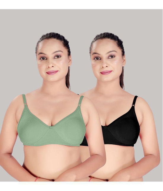 HAYA Multicolor Cotton Lightly Padded Womens Plunge Bra ( Pack of 2 ) - None