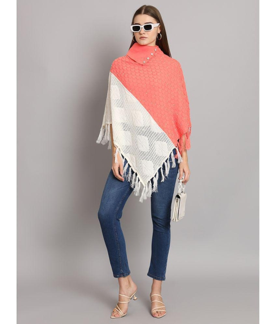 eWools.in Woollen Round Neck Women''s Ponchos & Capes - Orange ( ) - None