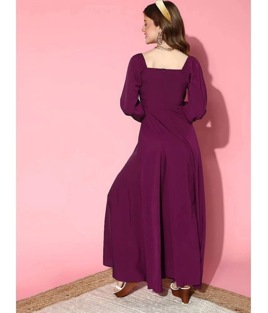 JASH CREATION Polyester Solid Full Length Womens Side Slit Dress - Magenta ( Pack of 1 ) - None