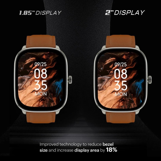 Noise New Macro Smart Watch with 2.0” HD Display,Metallic Finish BT Calling, Functional Crown, 7 Days Battery Life, Sleep Tracking, 200+ Watch Faces Classic Brown