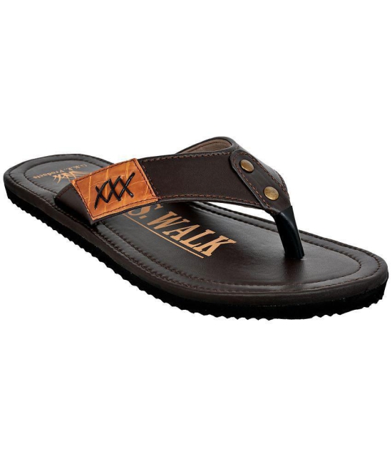 GRASS WALK - Brown Mens Thong Flip Flop - None