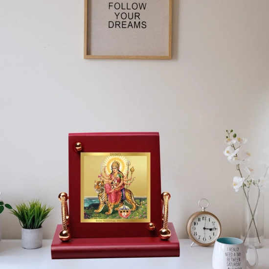 24K Gold Plated Goddess Durga Customized Photo Frame For Corporate Gifting