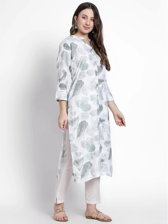 White Cotton Grey Printed Kurta-3X Large