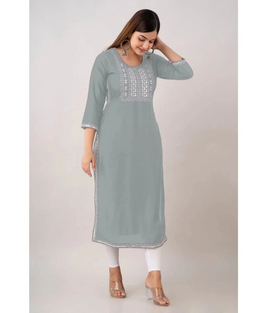 Kapadia - Grey Rayon Womens Straight Kurti ( Pack of 1 ) - None