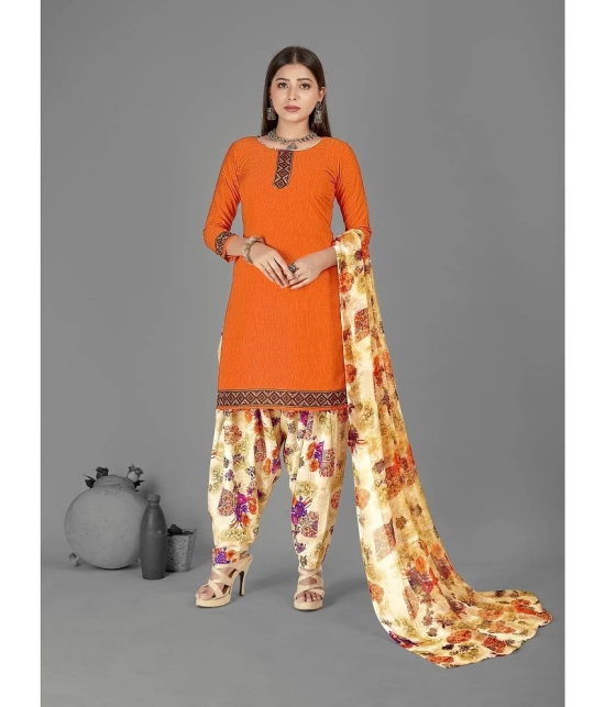 Anand Unstitched Crepe Self Design Dress Material - Orange ( Pack of 1 ) - Orange