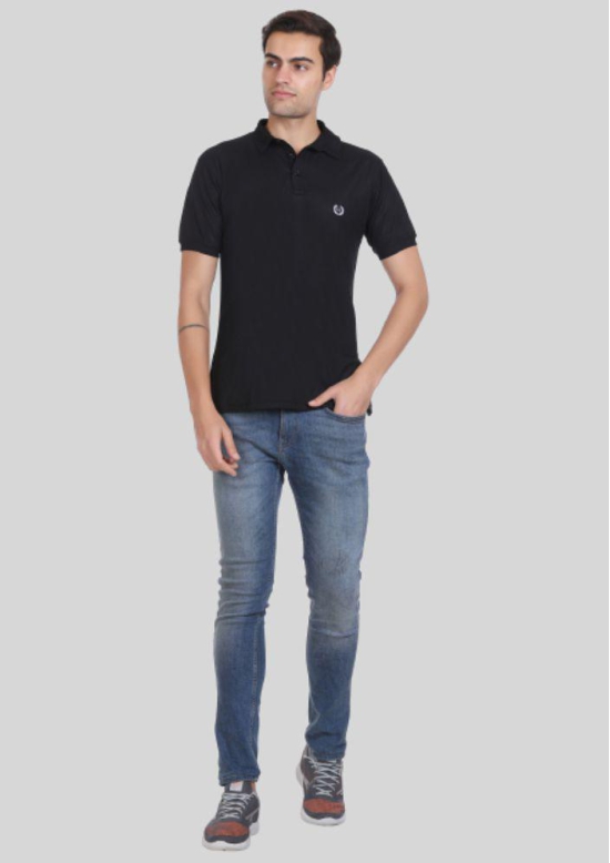 LEEBONEE - Black Cotton Blend Regular Fit Men's Polo T Shirt ( Pack of 1 ) - None