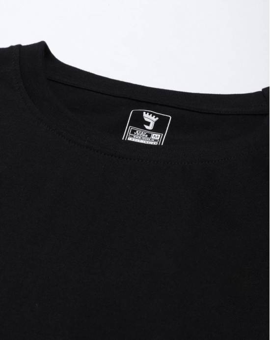 JOVEN Men Black Printed Pure Cotton Oversize Tshirt-S / Black