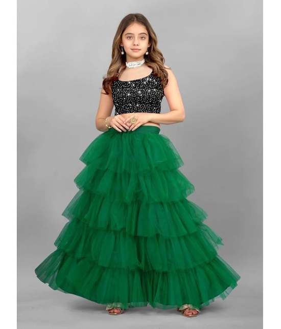 JULEE - Green Net Girls Lehenga Skirt ( Pack of 1 ) - None