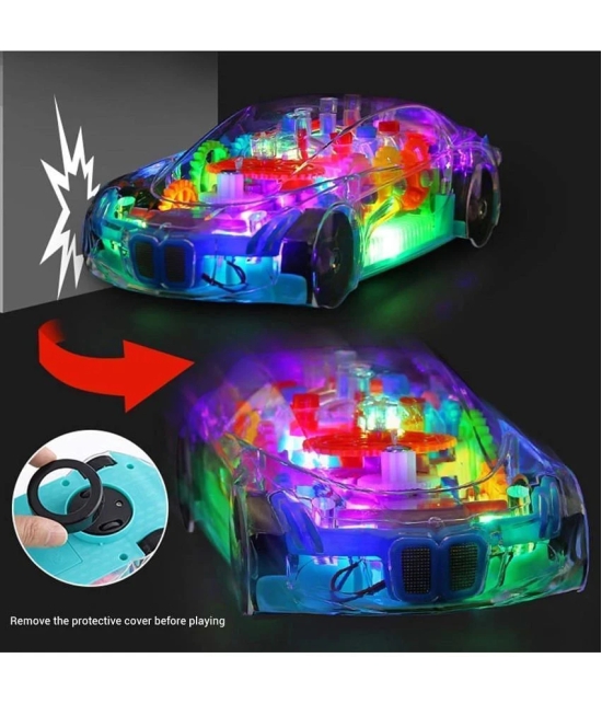 Racing Car Musical Toys 360 Degrees Rotating Transparent Concept Racing Car with Music & 3D Flashing Lights for Kids Toy for 2-5 Year Kids (Pack of 1)