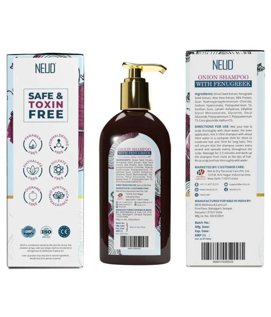 NEUD Premium Onion Hair Shampoo with Fenugreek for Men & Women - 1 Pack (300ml)