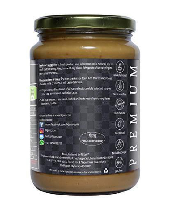 FITJARS Keto Vegan Premium California Almond Butter Smooth Unsalted ,(Immunity Booster /Natural ) 750 g