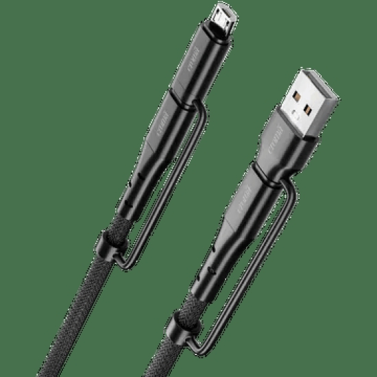 Croma Type A to Type C, Micro USB 3.2 Feet (1M) 4-in-1 Cable (Durable Nylon Braided, Black)