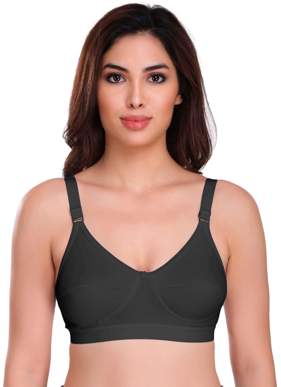 Eve's Beauty Basic Bra Women Full Coverage Non Padded Bra-38D / Black / Cotton Blend