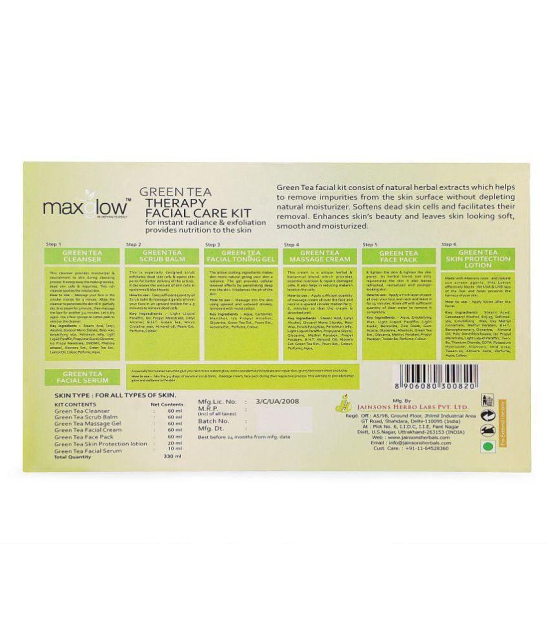 MaxGlow GREEN TEA THERAPY FACIAL CARE KIT Facial Kit 330 gm Pack of 7