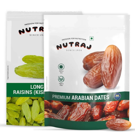 Nutraj Delights 1kg Combo (500g Long Raisins & 500g Arabian Dates)