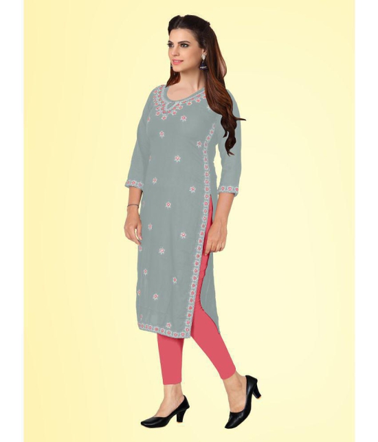 Kapadia - Grey Rayon Womens Straight Kurti ( Pack of 1 ) - None