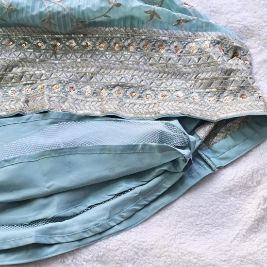 Pastel Blue Ethnic Dress With Beautiful Glowing Ivory Design-22 (3-4 years)