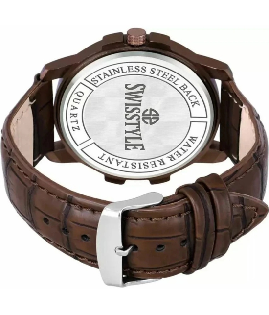 Swisstyle Brown Leather Analog Mens Watch