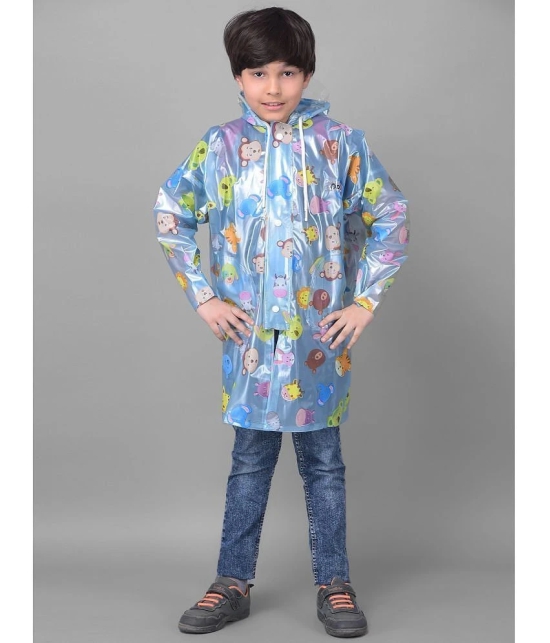 Dollar Rainguard Kids Full Sleeve Face Printed Long Raincoat With Adjustable Hood and Pocket - None