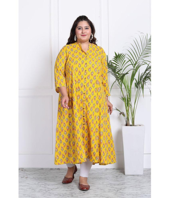 Swasti Cotton Blend Printed Flared Womens Kurti - Yellow ( Pack of 1 ) - None