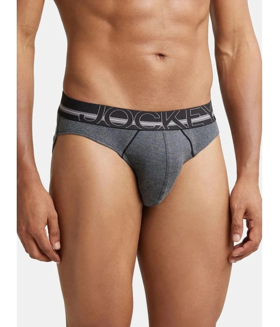 Jockey US17 Men Super Combed Cotton Rib Solid Brief - Charcoal Melange (Pack of 2) - None