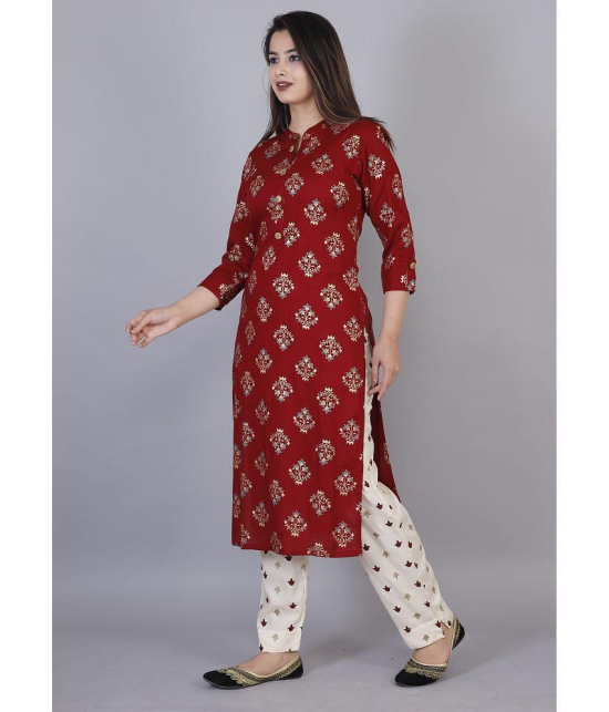 JC4U - Red Straight Rayon Women's Stitched Salwar Suit ( Pack of 1 ) - None