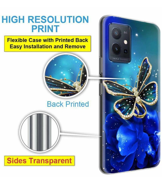 NBOX - Multicolor Silicon Printed Back Cover Compatible For Vivo T1 5G ( Pack of 1 )