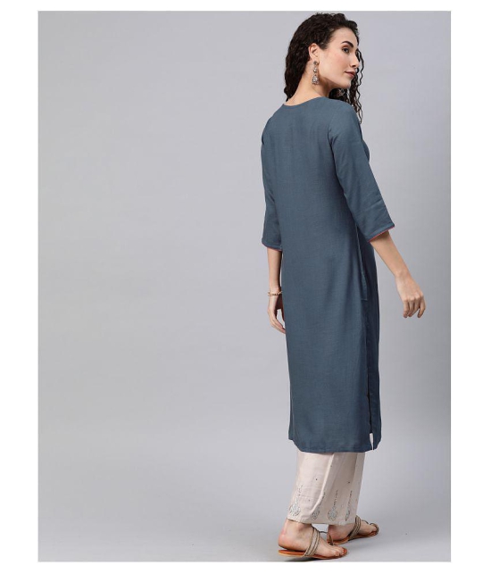 Alena Blue Rayon Straight Kurti - L