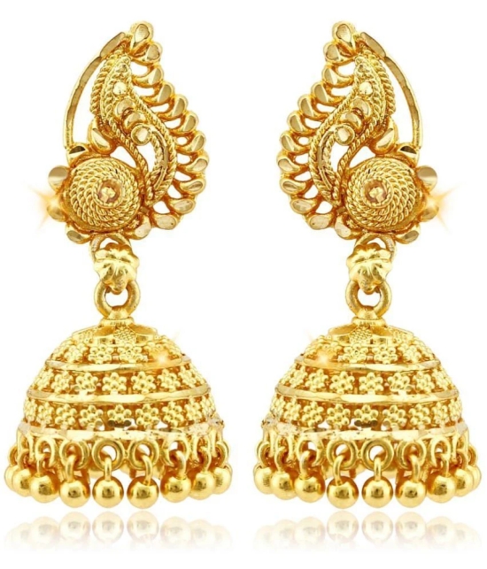 VIVASTRI Golden Jhumki Earrings ( Pack of 1 ) - Golden