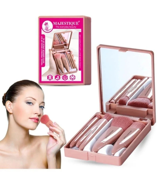 Majestique Travel Friendly Make-Up Kit with Mirror, Ultra-Soft Bristles for Face, Lip Eye - 6 Pcs