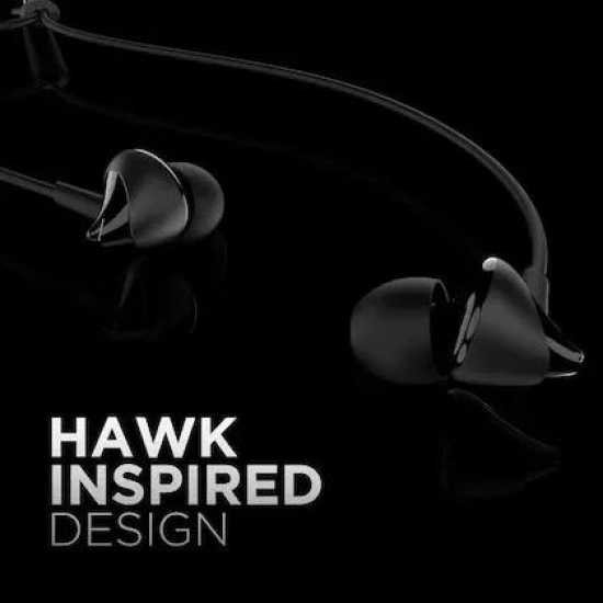 Bassheads 100 | Wired Earphone with 10mm Dynamic Drivers, Stylish Hawk-inspired Design, Super Extra Bass Black