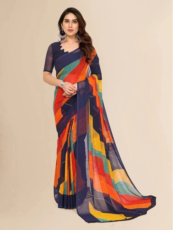 ANAND SAREES Georgette Printed Saree With Blouse Piece - Multicolor ( Pack of 1 ) - Multicolor