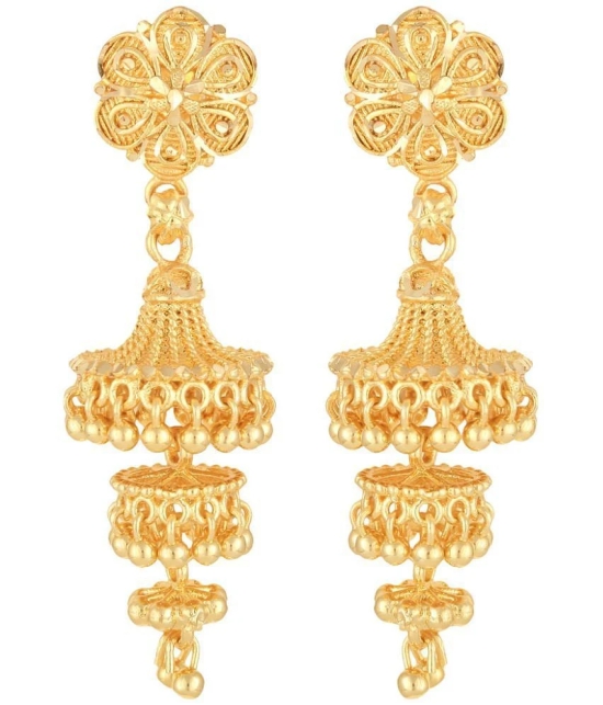 VIVASTRI Golden Jhumki Earrings ( Pack of 1 ) - Golden