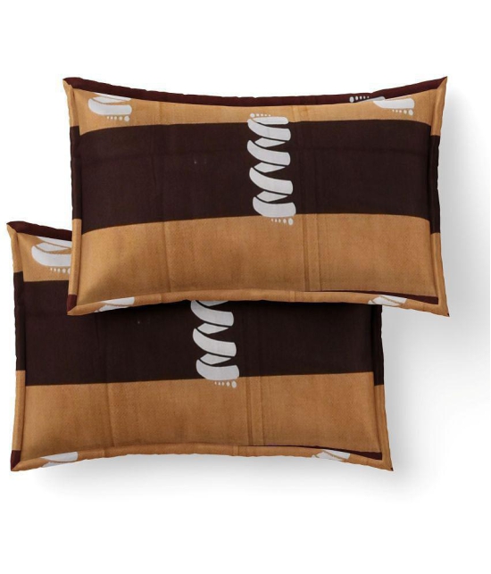 Abhikram - Brown Cotton Double Bedsheet with 2 Pillow Covers - Brown