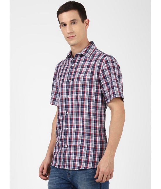 UrbanMark 100% Cotton Regular Fit Checks Half Sleeves Mens Casual Shirt - Navy ( Pack of 1 ) - None