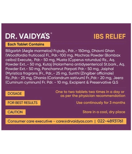 Dr. Vaidyas IBS Relief|Ayurvedic|For Digestion, Ulcerative Colitis,(30 Tablets Each) Pack of 1