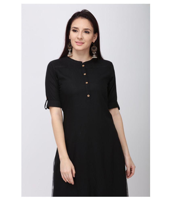 Berrylicious - Black Rayon Women's Straight Kurti ( Pack of 1 ) - S